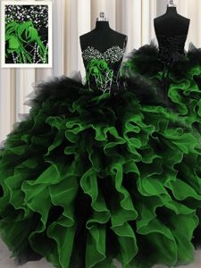 Dramatic Multi-color Sweetheart Neckline Beading and Ruffles Sweet 16 Quinceanera Dress Sleeveless Lace Up