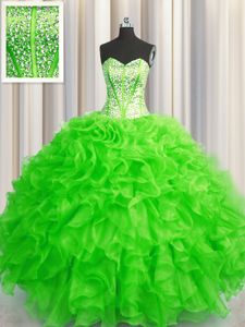 Dazzling Visible Boning Ball Gowns Quince Ball Gowns Multi-color Sweetheart Tulle Sleeveless Floor Length Lace Up