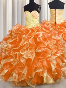 Multi-color Sleeveless Beading and Ruffles Floor Length Sweet 16 Quinceanera Dress