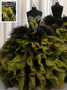 Spectacular Floor Length Multi-color 15 Quinceanera Dress Sweetheart Sleeveless Lace Up