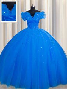 Visible Boning Beaded Bodice Sleeveless Lace Up Floor Length Beading and Ruffles Quinceanera Dresses