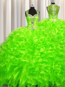 Pick Ups Zipper Up See Through Back Sweetheart Neckline Beading 15 Quinceanera Dress Sleeveless Zipper