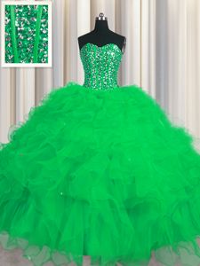 Tulle Sleeveless Floor Length Sweet 16 Quinceanera Dress and Beading