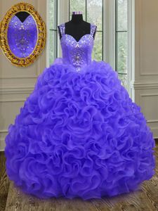 Cute Floor Length Purple Sweet 16 Quinceanera Dress Straps Sleeveless Zipper