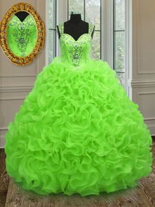 Beautiful Sleeveless Zipper Floor Length Beading and Ruffles Sweet 16 Quinceanera Dress