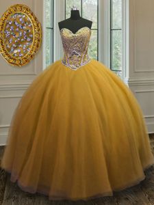 Wonderful Tulle Sleeveless Floor Length 15 Quinceanera Dress and Beading