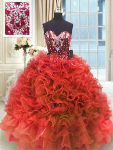 Classical Wine Red Sleeveless Organza Lace Up Sweet 16 Quinceanera Dress for Military Ball and Sweet 16 and Quinceanera