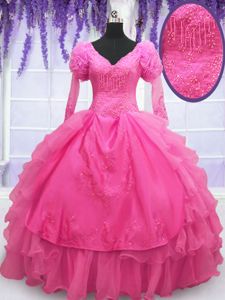 Hot Selling One Shoulder Floor Length Ball Gowns Long Sleeves Blue 15th Birthday Dress Lace Up