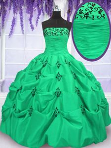 Pretty Sleeveless Floor Length Embroidery and Pick Ups Lace Up Court Dresses for Sweet 16