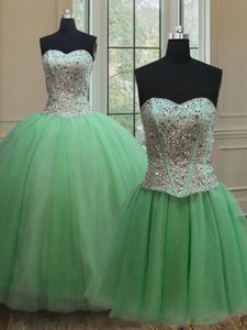 Sumptuous Three Piece Quinceanera Gowns Military Ball and Sweet 16 and Quinceanera and For with Beading Sweetheart Sleeveless Lace Up