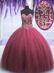 Sleeveless Floor Length Beading and Appliques Lace Up Quinceanera Gown with Pink