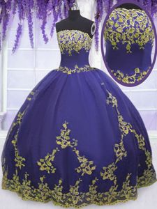 Floor Length Ball Gowns Sleeveless Purple 15 Quinceanera Dress Zipper