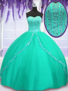 Sleeveless Lace Up Floor Length Beading and Sequins Ball Gown Prom Dress