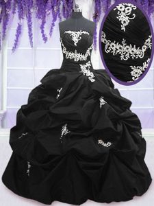 Admirable Eggplant Purple Strapless Lace Up Embroidery and Pick Ups Quinceanera Gowns Sleeveless