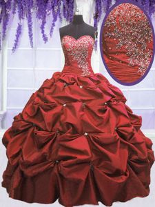 Sweet Pick Ups Floor Length Ball Gowns Sleeveless Coral Red 15 Quinceanera Dress Lace Up