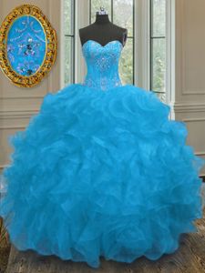 Sleeveless Beading and Ruffles Lace Up Quinceanera Gowns