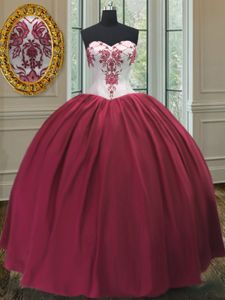 Ball Gowns Quinceanera Dresses Burgundy Sweetheart Taffeta Sleeveless Floor Length Lace Up