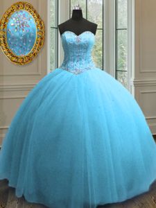 Sleeveless Lace Up Floor Length Beading and Sequins Sweet 16 Quinceanera Dress