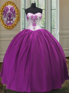 Taffeta Sweetheart Sleeveless Lace Up Beading Ball Gown Prom Dress in Purple