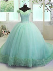 Fashion Orange Lace Up Sweetheart Beading and Appliques and Pick Ups Quinceanera Gowns Organza Sleeveless Court Train