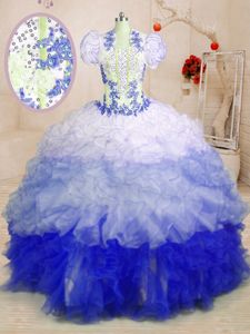 With Train Ball Gowns Sleeveless Multi-color Quinceanera Dress Brush Train Lace Up