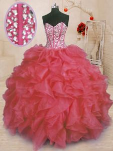 Cheap Organza Sleeveless Floor Length Sweet 16 Quinceanera Dress and Beading and Ruffles