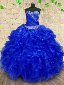 Smart Sleeveless Beading and Ruffles and Ruching Lace Up Quinceanera Dress