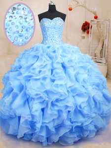 Sleeveless Beading and Ruffles Lace Up Sweet 16 Quinceanera Dress