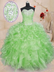 Smart Ball Gowns Quinceanera Dress Sweetheart Organza Sleeveless Floor Length Lace Up