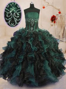 Multi-color Sleeveless Organza Lace Up Quince Ball Gowns for Military Ball and Sweet 16 and Quinceanera