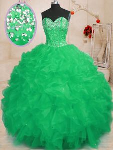 Admirable Halter Top Sleeveless Ball Gown Prom Dress Floor Length Beading Turquoise Tulle