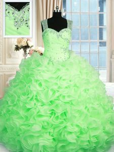 Gorgeous Quinceanera Dress Military Ball and Sweet 16 and Quinceanera and For with Beading and Ruffles Straps Sleeveless Zipper