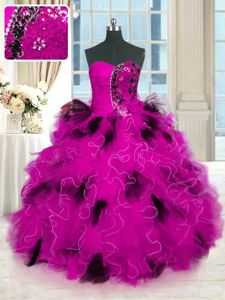 Charming Multi-color Sleeveless Beading and Ruffles Floor Length 15th Birthday Dress