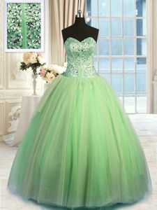 Gorgeous Floor Length Green Quinceanera Dress Sweetheart Sleeveless Lace Up