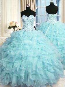 Sleeveless Beading and Ruffles Lace Up Quinceanera Dress