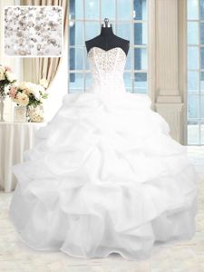 Dynamic Floor Length White Quinceanera Dress Sweetheart Sleeveless Lace Up