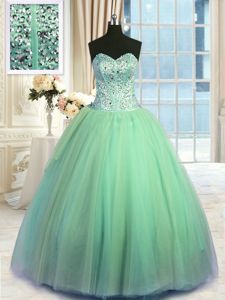 Organza Sleeveless Floor Length Ball Gown Prom Dress and Beading and Ruching