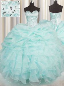 Sleeveless Beading and Ruffles Lace Up Sweet 16 Dress