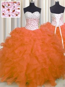 Sleeveless Lace Up Floor Length Beading and Ruffles Sweet 16 Quinceanera Dress