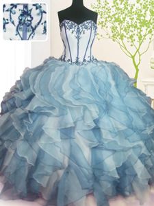 Multi-color Sweetheart Lace Up Beading and Ruffles Quinceanera Gowns Sleeveless