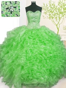 Beading and Ruffles and Pick Ups Quinceanera Dress Lace Up Sleeveless Floor Length