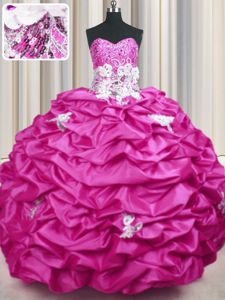 Dazzling Sleeveless Sweep Train Appliques and Sequins and Pick Ups Lace Up Sweet 16 Quinceanera Dress