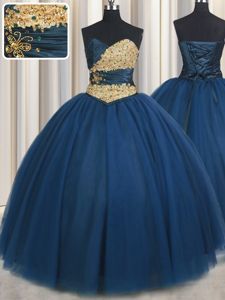 Floor Length Ball Gowns Sleeveless Teal Quinceanera Dresses Lace Up