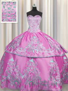 Fine Beading and Embroidery Quinceanera Gowns Lilac Lace Up Sleeveless Floor Length