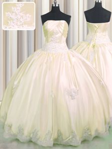 Deluxe Champagne Sleeveless Taffeta Lace Up Sweet 16 Dresses for Military Ball and Sweet 16 and Quinceanera