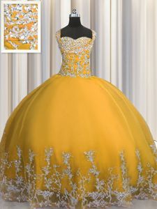 Sleeveless Beading and Appliques Lace Up 15th Birthday Dress