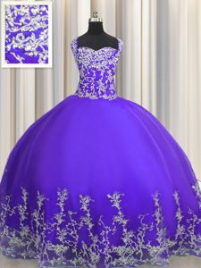 Noble Sleeveless Lace Up Floor Length Beading and Appliques Sweet 16 Quinceanera Dress