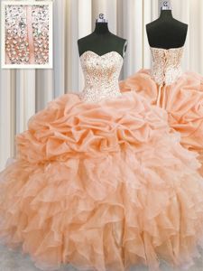 Turquoise Sleeveless Floor Length Beading and Ruffled Layers and Pick Ups Lace Up Quinceanera Gown