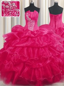 Sumptuous Sleeveless Beading and Ruffled Layers and Pick Ups Lace Up Sweet 16 Dress