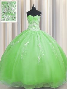 Zipper Up Floor Length Zipper Vestidos de Quinceanera for Military Ball and Sweet 16 and Quinceanera with Beading and Appliques